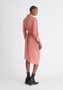 Paisie Asymmetric Hem Shirt Dress in Coral Pink Back